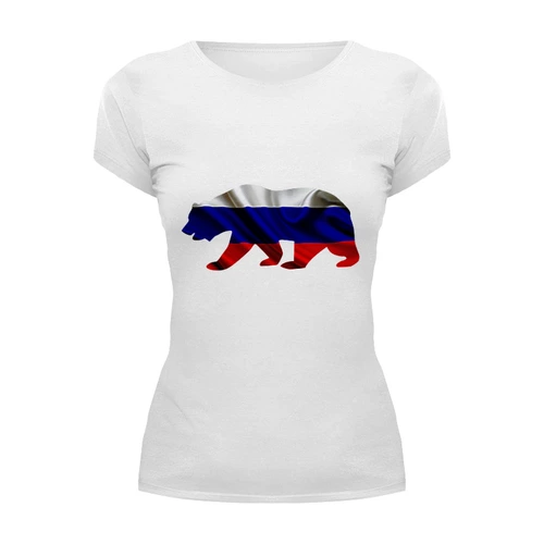 Заказать женскую футболку в Москве. Футболка базовая Русский Медведь от FireFoxa - готовые дизайны и нанесение принтов.