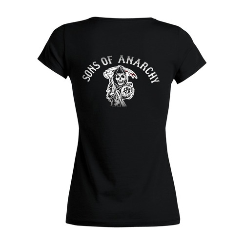 Заказать женскую футболку в Москве. Футболка базовая Sons of Anarchy - black от kenny - готовые дизайны и нанесение принтов.