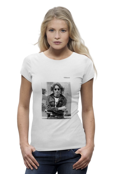 Заказать женскую футболку в Москве. Футболка базовая Джон Леннон от yms57@mail.ru - готовые дизайны и нанесение принтов.
