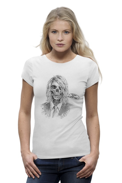 Заказать женскую футболку в Москве. Футболка базовая Kurt Cobain от skinny - готовые дизайны и нанесение принтов.