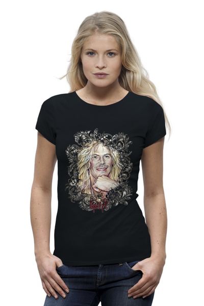 Заказать женскую футболку в Москве. Футболка базовая Duff McKagan "Guns N' Roses" ROCKHLOMA от Инна Вольвак - готовые дизайны и нанесение принтов.