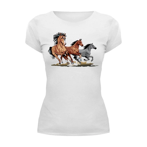 Заказать женскую футболку в Москве. Футболка базовая Horses от T-shirt print  - готовые дизайны и нанесение принтов.