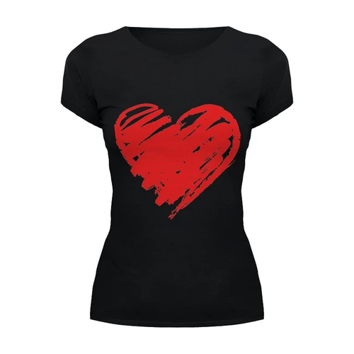 Заказать женскую футболку в Москве. Футболка базовая Черная с сердцем от Apfelbaum - готовые дизайны и нанесение принтов.