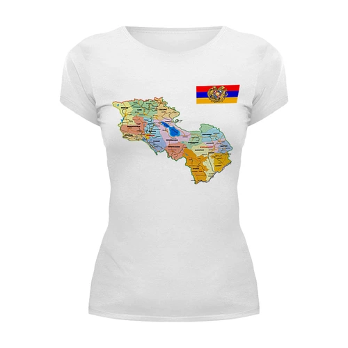 Заказать женскую футболку в Москве. Футболка базовая Карта Армении от ar_lev - готовые дизайны и нанесение принтов.
