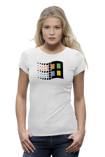 Заказать женскую футболку в Москве. Футболка базовая Windows 95 от Nalivaev - готовые дизайны и нанесение принтов.