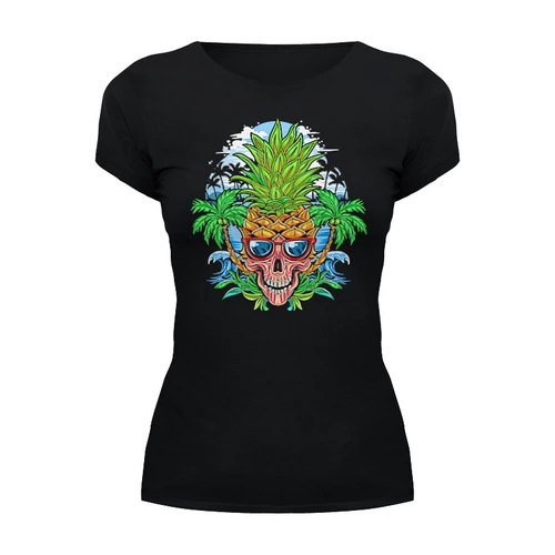 Заказать женскую футболку в Москве. Футболка базовая ☀Skull Pineapple☀ от balden - готовые дизайны и нанесение принтов.