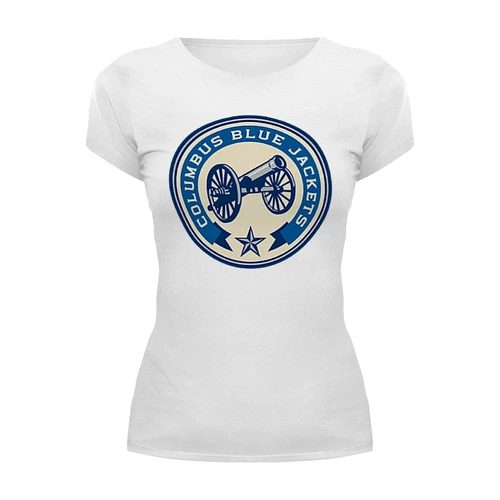 Заказать женскую футболку в Москве. Футболка базовая Columbus Blue Jackets от dobryidesign - готовые дизайны и нанесение принтов.