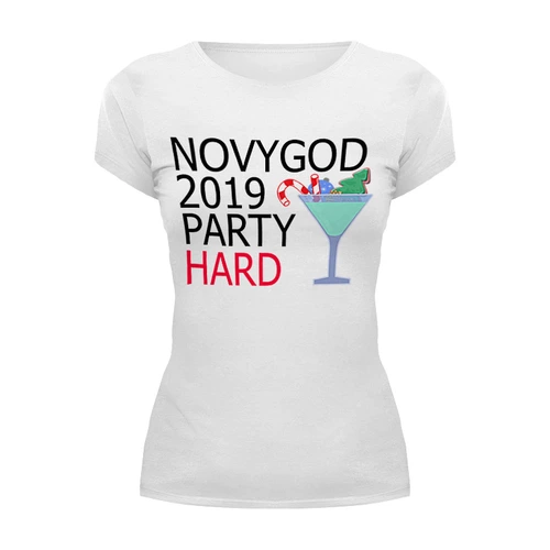 Заказать женскую футболку в Москве. Футболка базовая NOVYGOD 2019 PARTY HARD от randomshop  - готовые дизайны и нанесение принтов.