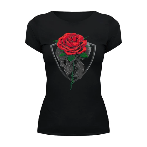 Заказать женскую футболку в Москве. Футболка базовая Skull&Rose от balden - готовые дизайны и нанесение принтов.