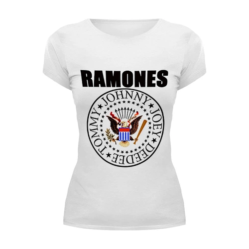 Заказать женскую футболку в Москве. Футболка базовая Ramones  от cherdantcev - готовые дизайны и нанесение принтов.