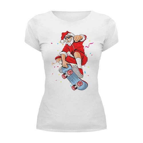 Заказать женскую футболку в Москве. Футболка базовая Extreme Santa от balden - готовые дизайны и нанесение принтов.