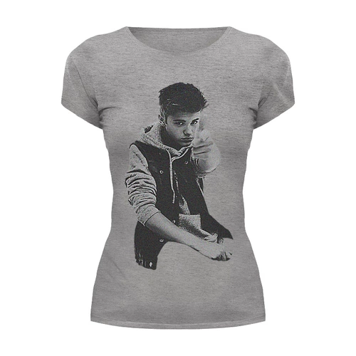 Заказать женскую футболку в Москве. Футболка базовая Justin Bieber от Антон Величко - готовые дизайны и нанесение принтов.
