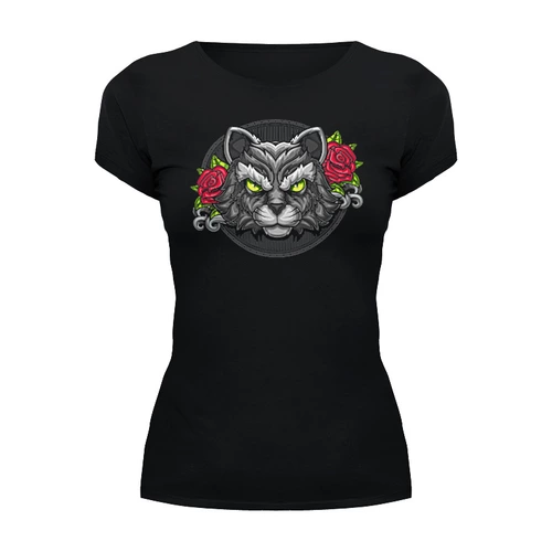 Заказать женскую футболку в Москве. Футболка базовая ☘ Cat&Roses ☘ от balden - готовые дизайны и нанесение принтов.