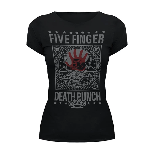 Заказать женскую футболку в Москве. Футболка базовая Five Finger Death Punch от geekbox - готовые дизайны и нанесение принтов.