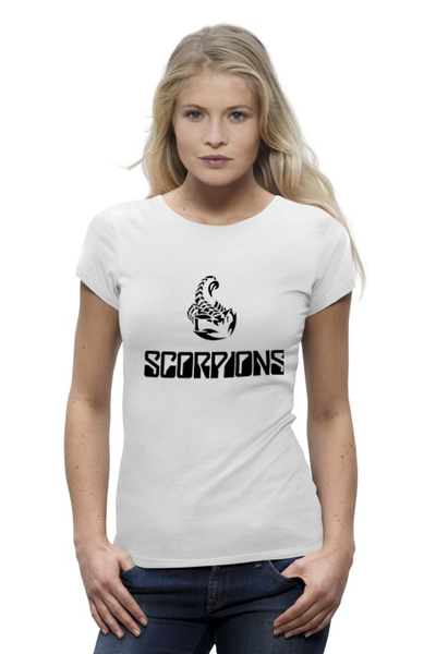 Заказать женскую футболку в Москве. Футболка базовая Scorpions Band от Leichenwagen - готовые дизайны и нанесение принтов.