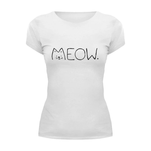 Заказать женскую футболку в Москве. Футболка базовая  Котик Meow от MariYang  - готовые дизайны и нанесение принтов.