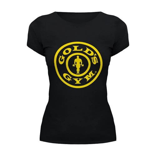 Заказать женскую футболку в Москве. Футболка базовая Gold's Gym / бодибилдинг от KinoArt - готовые дизайны и нанесение принтов.