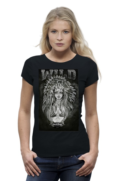Заказать женскую футболку в Москве. Футболка базовая Wild by DevilDoll от thinkingaboutbmw@mail.ru - готовые дизайны и нанесение принтов.