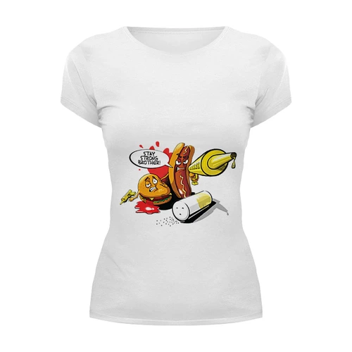 Заказать женскую футболку в Москве. Футболка базовая Gang food от kotashi - готовые дизайны и нанесение принтов.