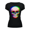 Заказать женскую футболку в Москве. Футболка базовая Череп 3D от skull - готовые дизайны и нанесение принтов.