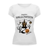 Заказать женскую футболку в Москве. Футболка базовая Happy Halloween castle от phantomwork@yandex.ru - готовые дизайны и нанесение принтов.