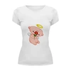 Заказать женскую футболку в Москве. Футболка базовая Ангел с цветком от Ordwen - готовые дизайны и нанесение принтов.