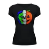 Заказать женскую футболку в Москве. Футболка базовая The Horrors of Halloween от balden - готовые дизайны и нанесение принтов.