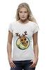 Заказать женскую футболку в Москве. Футболка базовая Олень с татухой от Подслушано - готовые дизайны и нанесение принтов.