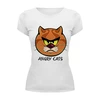 Заказать женскую футболку в Москве. Футболка базовая Engry cats  от Savara - готовые дизайны и нанесение принтов.