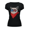 Заказать женскую футболку в Москве. Футболка базовая Сердитый котик в 3D  от coolmag - готовые дизайны и нанесение принтов.