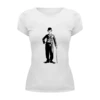 Заказать женскую футболку в Москве. Футболка базовая Чарли Чаплин от yurick555 - готовые дизайны и нанесение принтов.