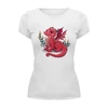 Заказать женскую футболку в Москве. Футболка базовая Красный дракон от tigerda  - готовые дизайны и нанесение принтов.
