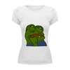 Заказать женскую футболку в Москве. Футболка базовая Pepe the Frog от denis01001 - готовые дизайны и нанесение принтов.