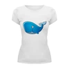 Заказать женскую футболку в Москве. Футболка базовая Голубой морской кит-кашалот от Денис - готовые дизайны и нанесение принтов.