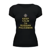Заказать женскую футболку в Москве. Футболка базовая Спокойно! Я Русский Полицейский! от Pinky-Winky - готовые дизайны и нанесение принтов.
