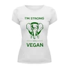 Заказать женскую футболку в Москве. Футболка базовая I'm strong & i'm vegan от catification - готовые дизайны и нанесение принтов.