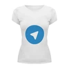 Заказать женскую футболку в Москве. Футболка базовая Логотип Telegram от YellowCloverShop - готовые дизайны и нанесение принтов.