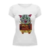 Заказать женскую футболку в Москве. Футболка базовая кот суши от cherdantcev - готовые дизайны и нанесение принтов.