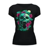 Заказать женскую футболку в Москве. Футболка базовая Skull&Flowers от balden - готовые дизайны и нанесение принтов.