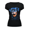 Заказать женскую футболку в Москве. Футболка базовая собака на черном бархате от Kris Leov - готовые дизайны и нанесение принтов.
