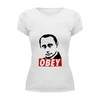Заказать женскую футболку в Москве. Футболка базовая Путин Obey от printik - готовые дизайны и нанесение принтов.