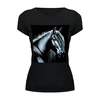 Заказать женскую футболку в Москве. Футболка базовая лошадь на черном бархате от Kris Leov - готовые дизайны и нанесение принтов.