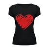 Заказать женскую футболку в Москве. Футболка базовая Черная с сердцем от Apfelbaum - готовые дизайны и нанесение принтов.