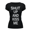 Заказать женскую футболку в Москве. Футболка базовая Shut up and kiss me от Polilog - готовые дизайны и нанесение принтов.