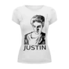 Заказать женскую футболку в Москве. Футболка базовая Justin Bieber  от cherdantcev - готовые дизайны и нанесение принтов.