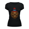 Заказать женскую футболку в Москве. Футболка базовая Медведь с усами от printik - готовые дизайны и нанесение принтов.