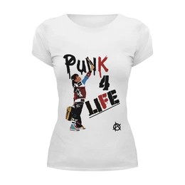 Заказать женскую футболку в Москве. Футболка базовая Punk 4 Life от skynatural - готовые дизайны и нанесение принтов.