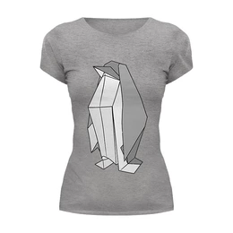 Заказать женскую футболку в Москве. Футболка базовая Пингвин Оригами от coolmag - готовые дизайны и нанесение принтов.