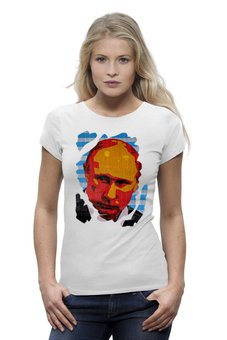Заказать женскую футболку в Москве. Футболка базовая Putin от Leichenwagen - готовые дизайны и нанесение принтов.