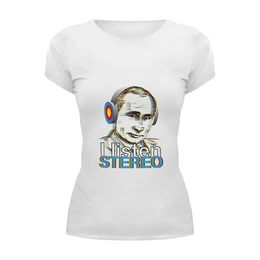 Заказать женскую футболку в Москве. Футболка базовая Путин от Djimas Leonki - готовые дизайны и нанесение принтов.